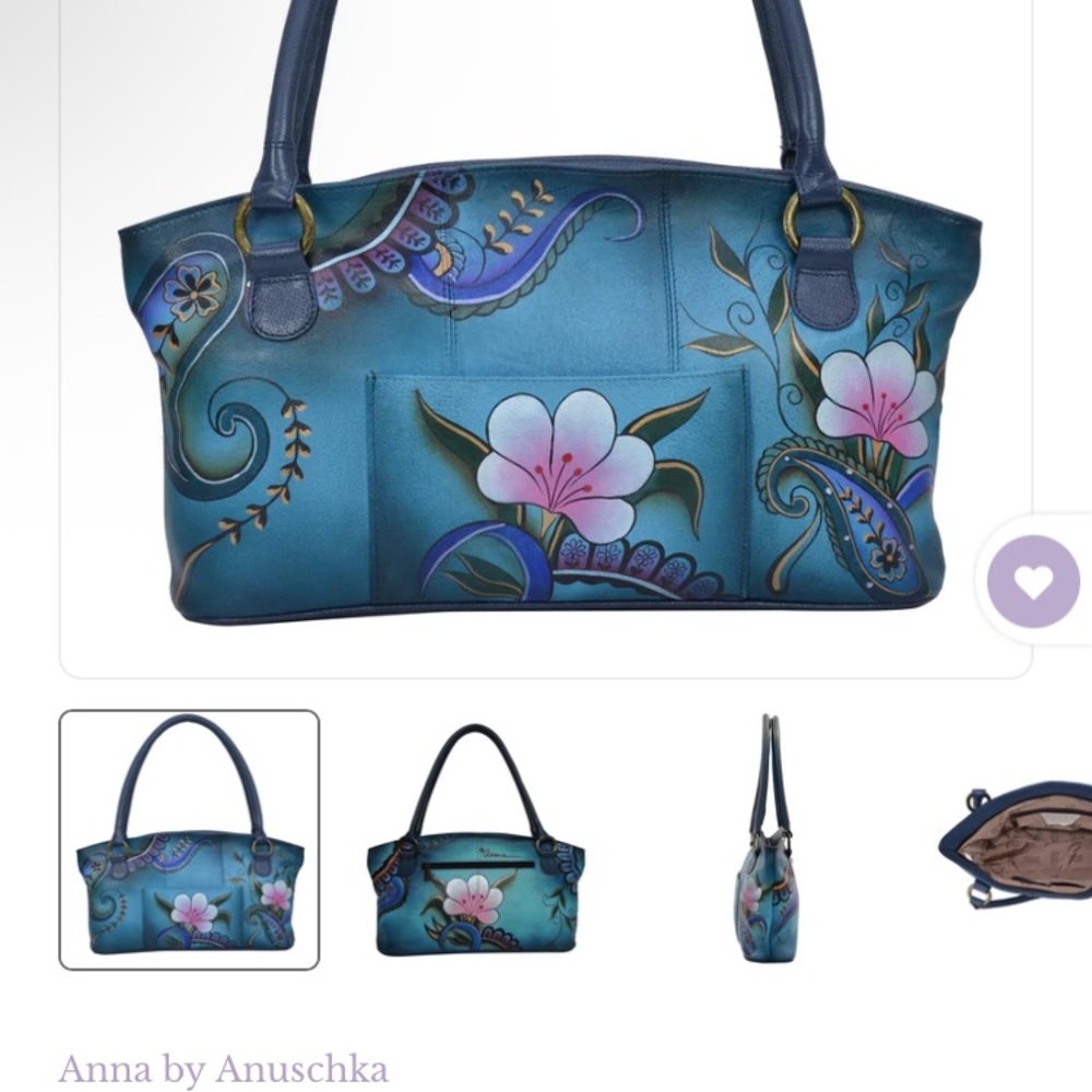 Anuschka Teal and Purple Wide Tote -7015